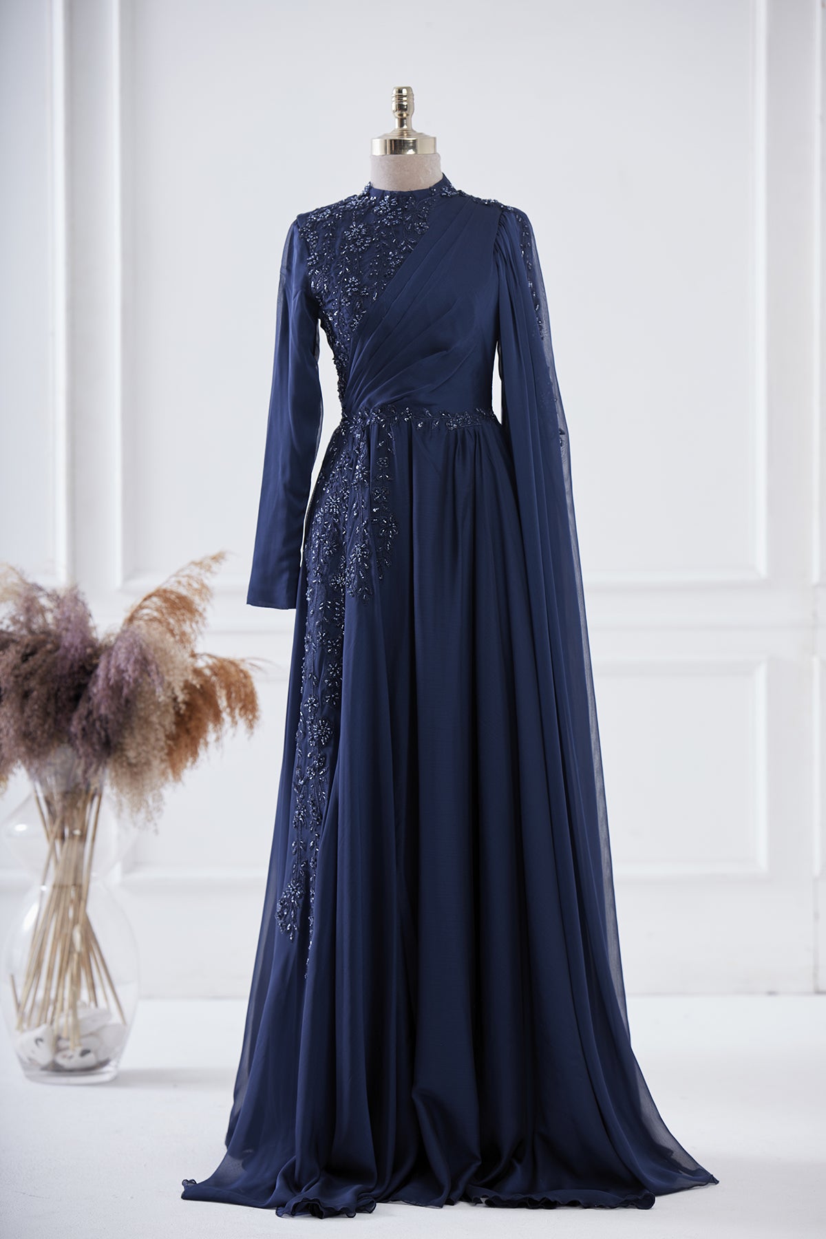 Lady Chiffon Dress - Dark Blue